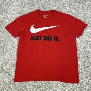 Nike Shirt Mens Large Red The Nike Tee Just Do It Swoosh Graphic Sports Tee T
